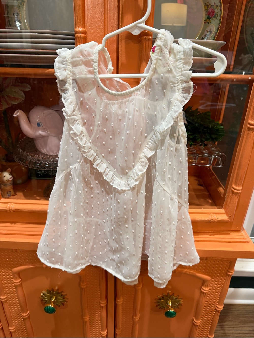 White Ruffled Swiss Dot Girls' Tank Top